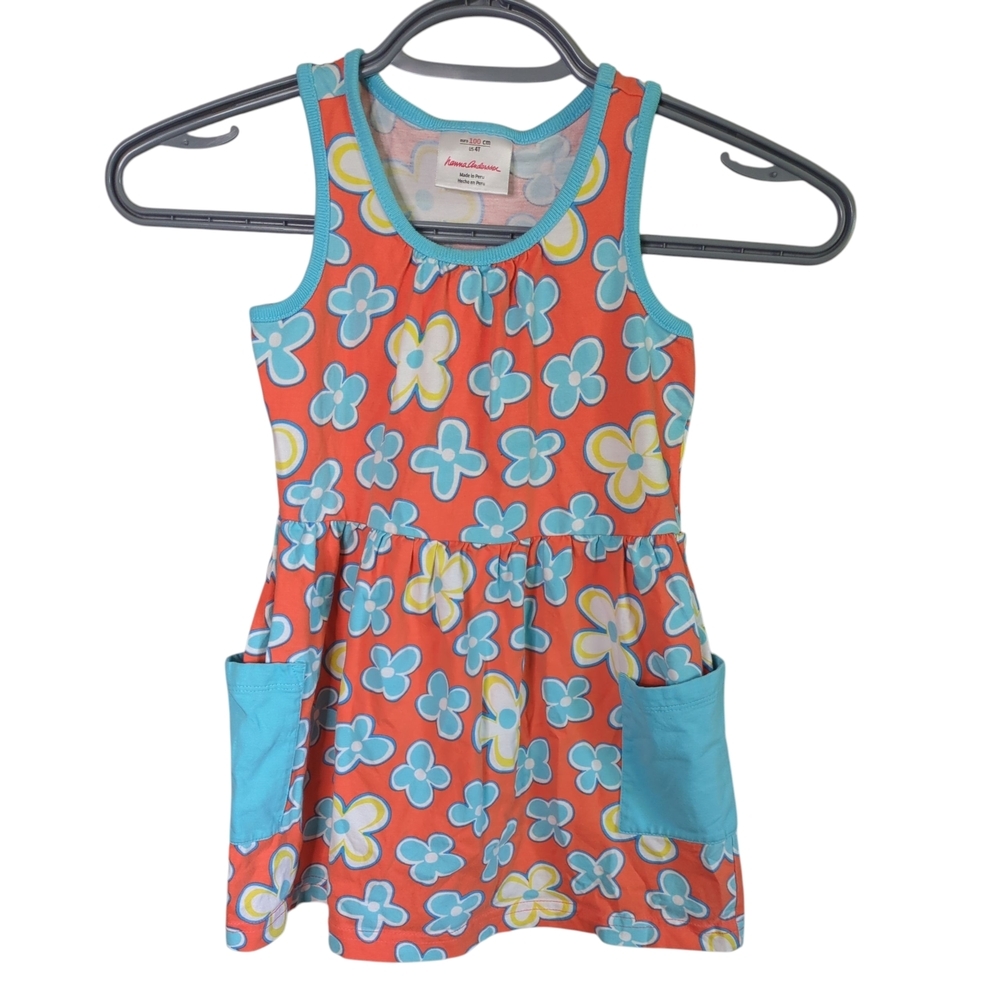 Hanna Andersson Costco G Pocket Dress Coral Daisy Size 4T (100cm)